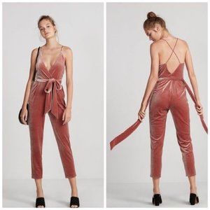 Express | Velvet Belted V Neck Jumpsuit Size 10